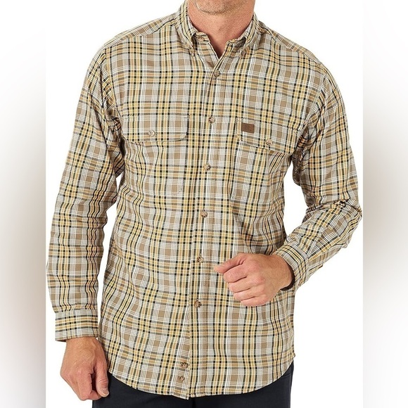 WRANGLER RIGGS WORKWEAR BIG MAN LONG SLEEVE FOREMAN PLAID WORK SHIRT 4X - Picture 1 of 12